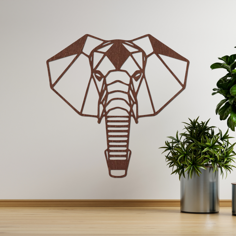 Wooden wall decoration elephant head - ROYON