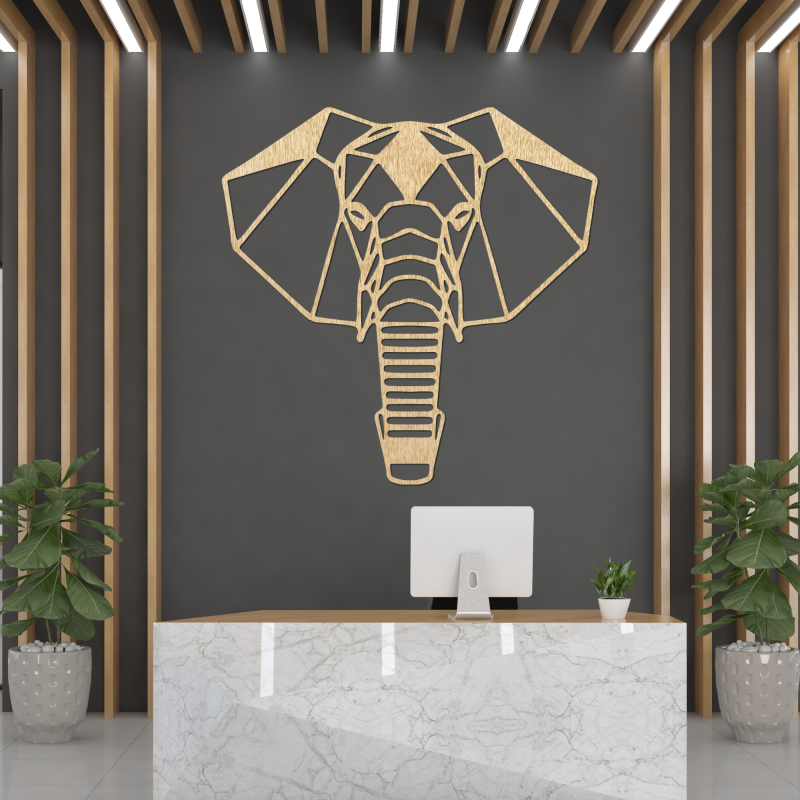 Wooden wall decoration elephant head - ROYON