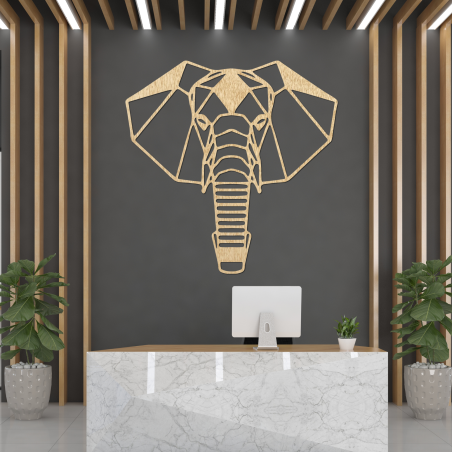 Geometric wooden elephant wall decoration in a modern minimalist style