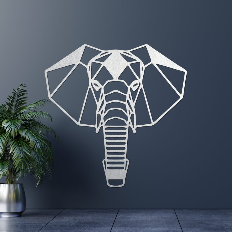Geometric wooden elephant wall decoration in a modern minimalist style