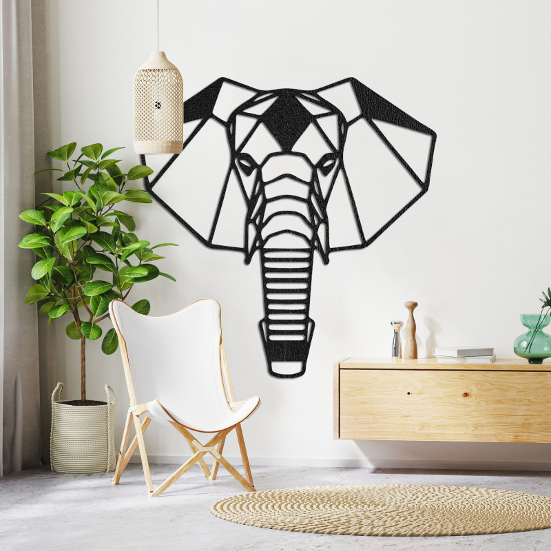Geometric wooden elephant wall decoration in a modern style