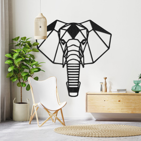 Geometric wooden elephant wall decoration in a modern style
