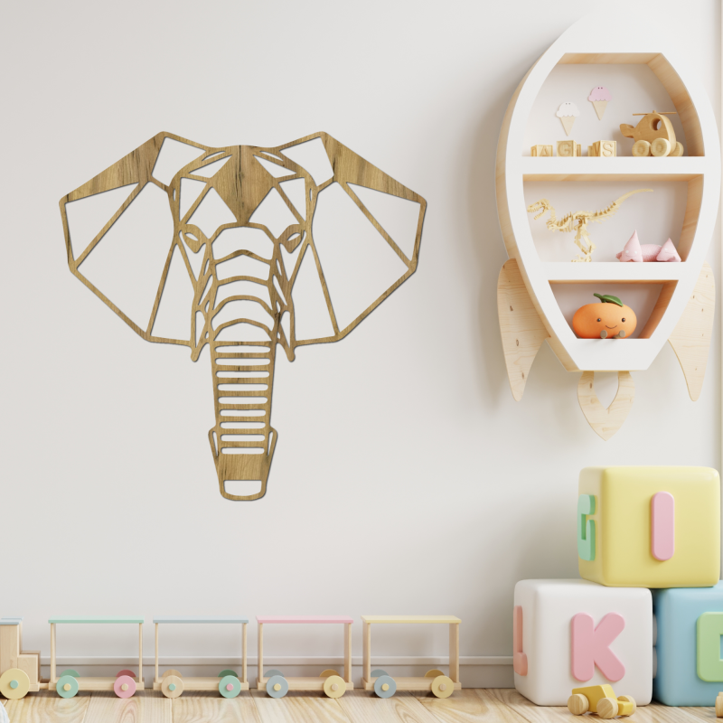 Elegant wooden elephant image as a symbol of strength and wisdom