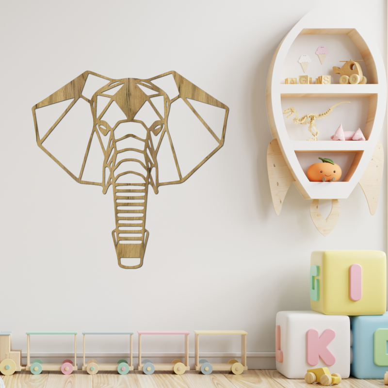 Wooden wall decoration elephant head - LOXODONTA