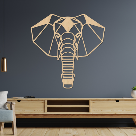Geometric wooden elephant wall decoration in a modern style