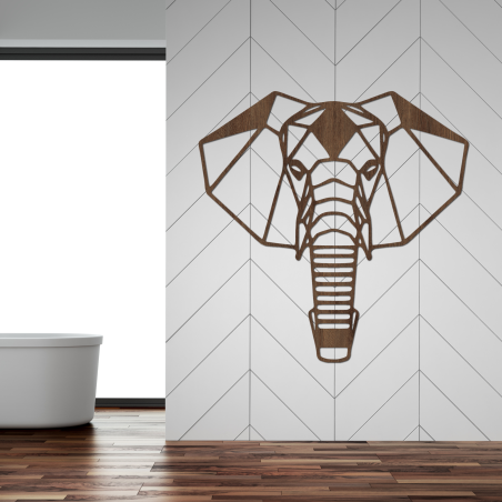 Geometric wooden elephant wall decoration in a modern style