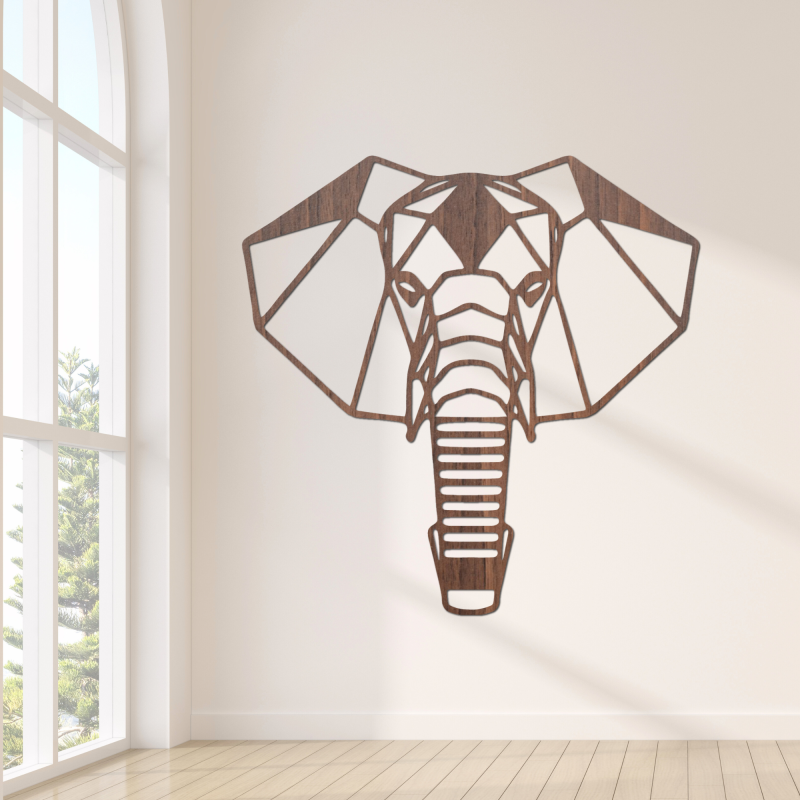 Elegant wooden elephant image as a symbol of strength and wisdom