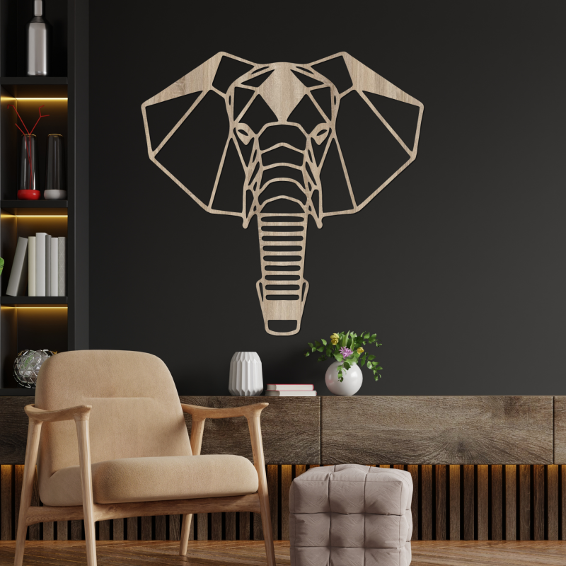 Wooden wall decoration elephant head - LOXODONTA