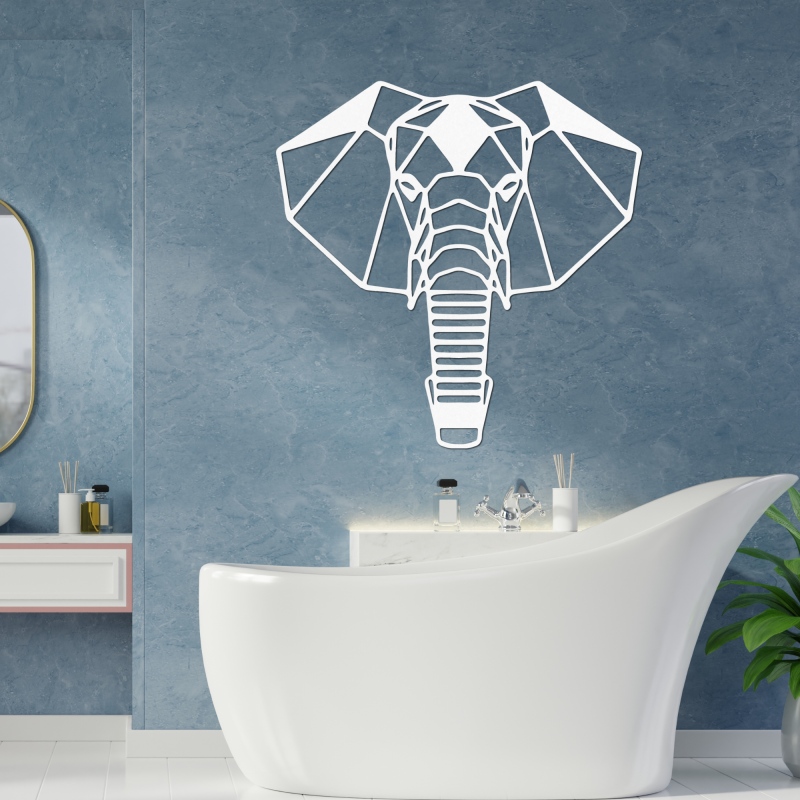 Geometric wooden elephant wall decoration in a modern style