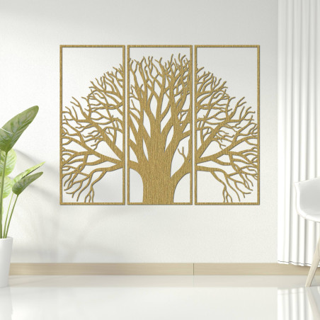 A designer three-part tree painting for a harmonious interior