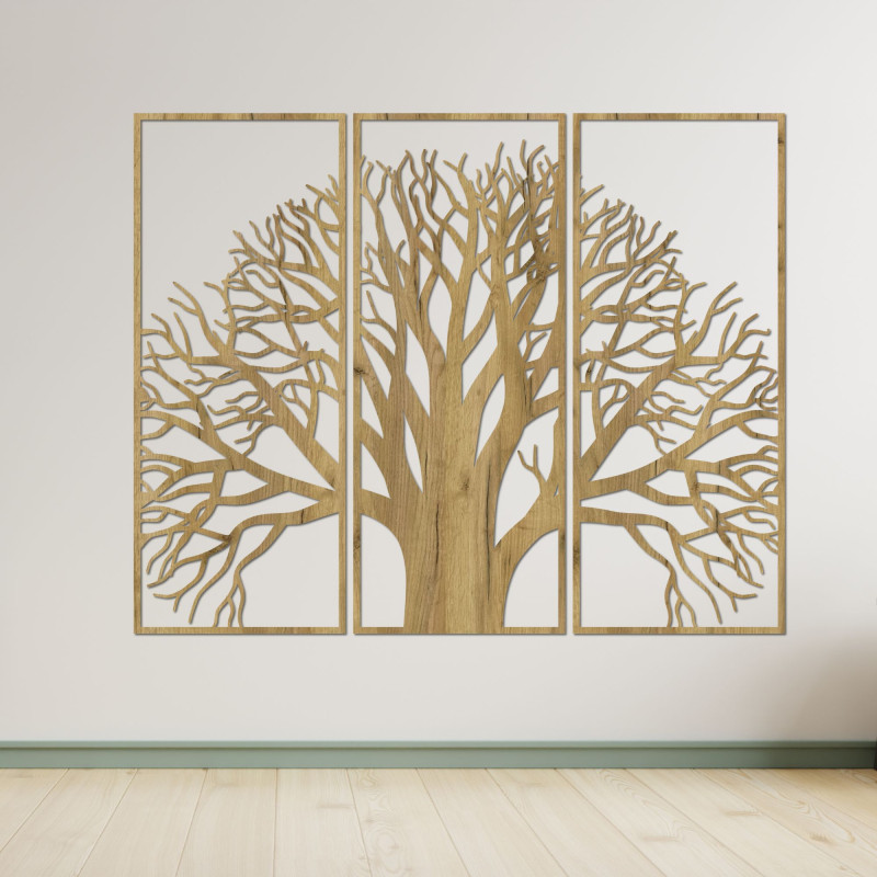 Wooden wall picture tree - Three-part symphony