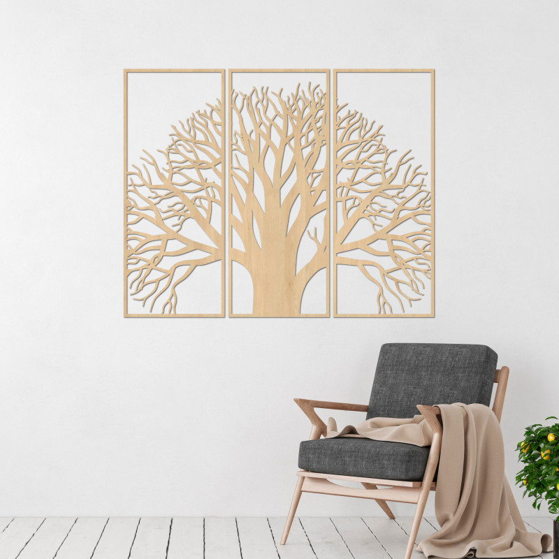 Wooden wall picture tree - Three-part symphony