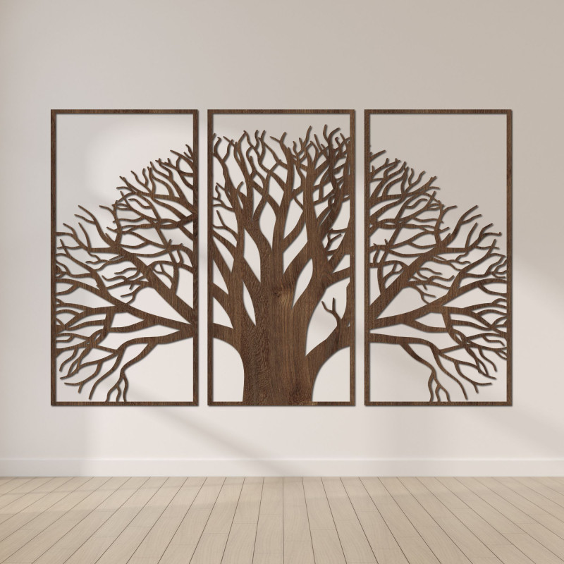 Wooden wall picture tree - Three-part symphony