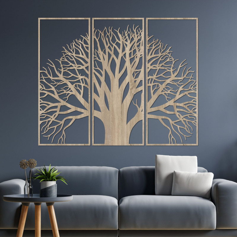 Wooden wall picture tree - Three-part symphony