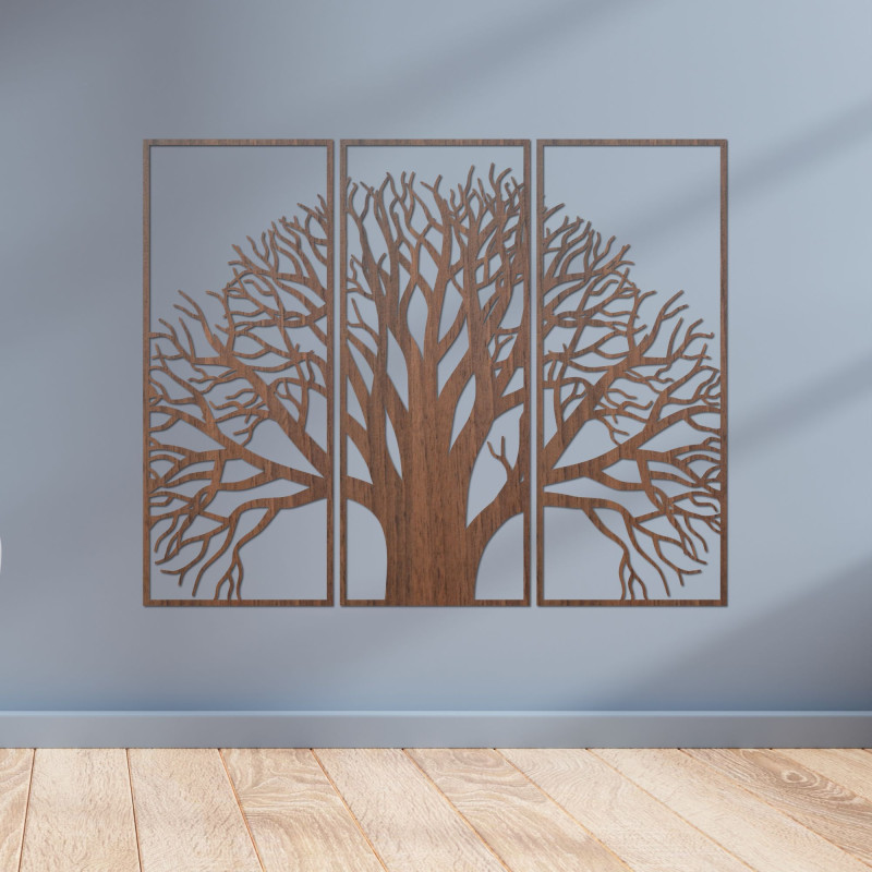 Wooden wall picture tree - Three-part symphony