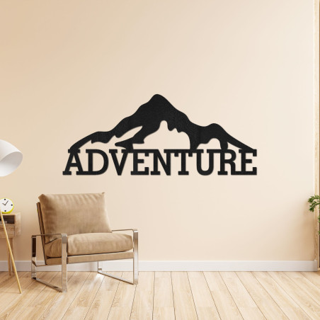 Carved wooden wall painting of a mountain - ADVENTURE