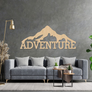 Carved wooden picture on the wall of the mountain -... 2