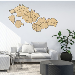Wooden map of Slovakia and Czech Republic 2