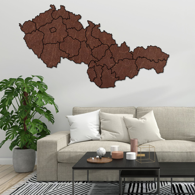 Wooden map of Slovakia and Czech Republic