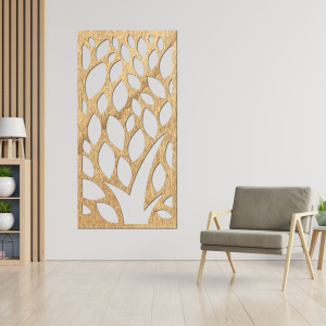 Wooden painting of decorative pattern with leaves - LALISTY