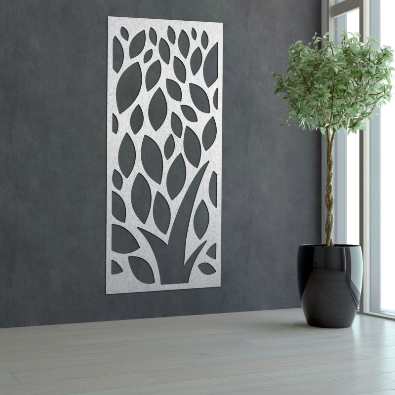 Wooden painting of decorative pattern with leaves - LALISTY