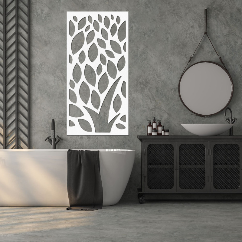 Wooden wall picture of decorative pattern with leaves - LALISTY