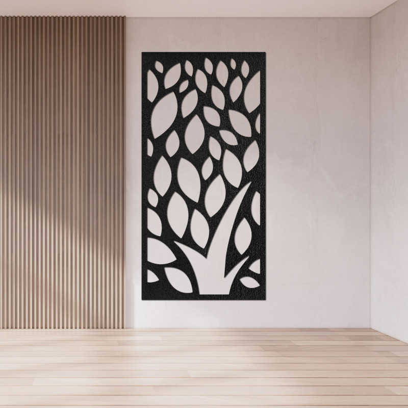 Wooden picture of decorative pattern with leaves - LALI