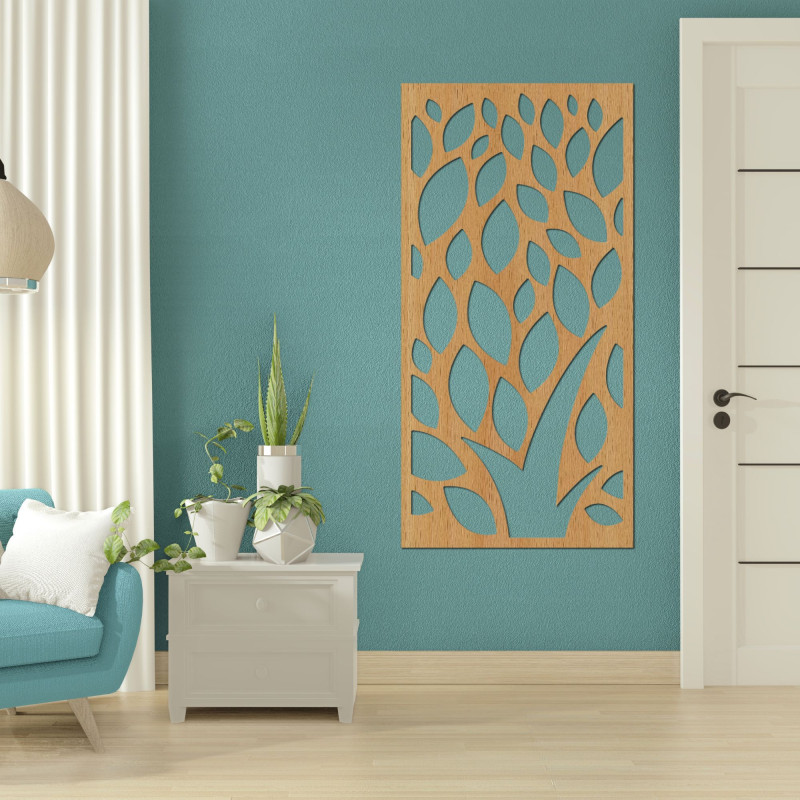 Wooden picture of decorative pattern with leaves - LALI