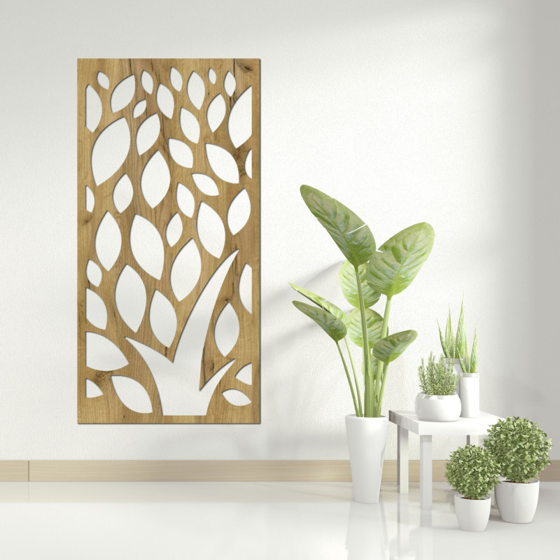 Wooden picture of decorative pattern with leaves - LALI