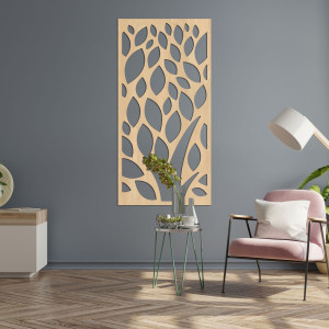 Wooden picture of decorative pattern with leaves - LALI