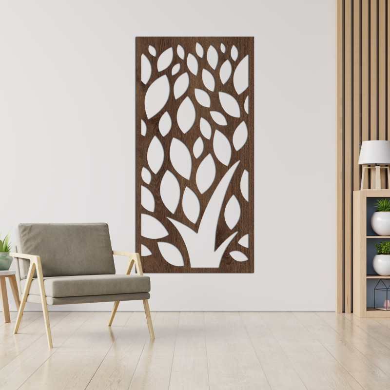 Wooden picture of decorative pattern with leaves - LALI