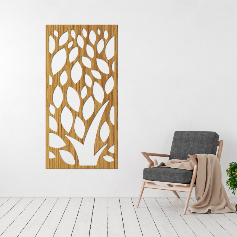 Wooden picture of decorative pattern with leaves - LALI