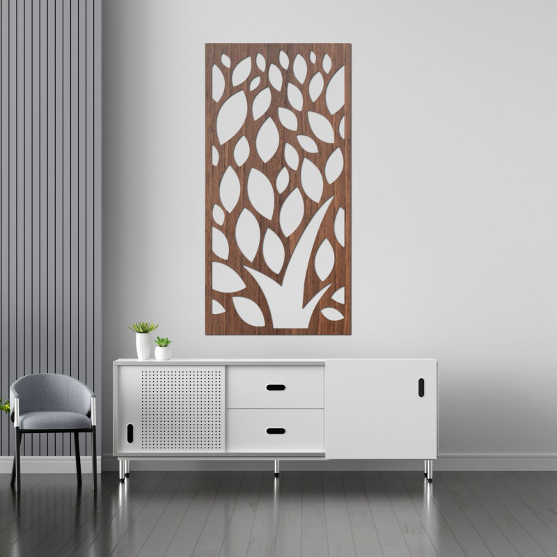 Wooden picture of decorative pattern with leaves - LALI