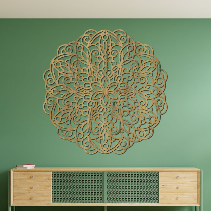 Wooden mandala on the wall - a symbol of harmony and balance