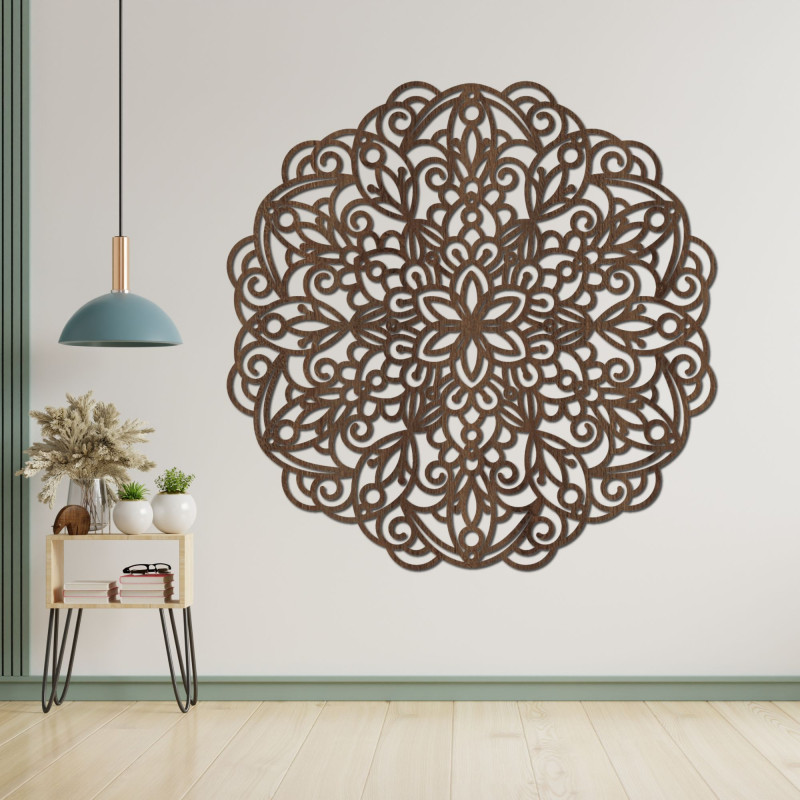 Large wooden mandala, wall painting - MELLANY