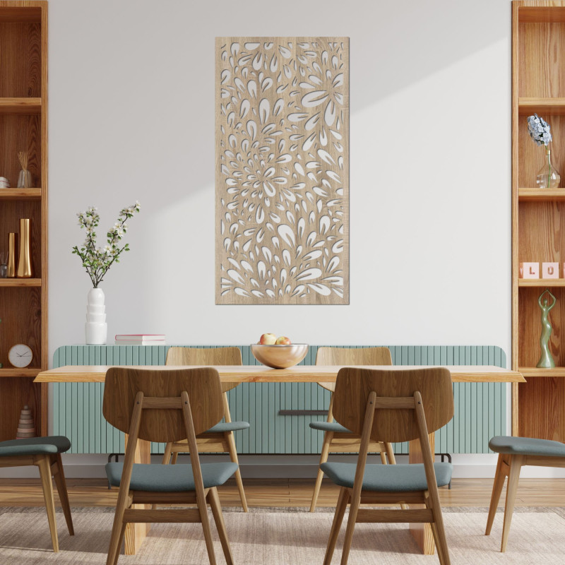 Wooden wall painting flower