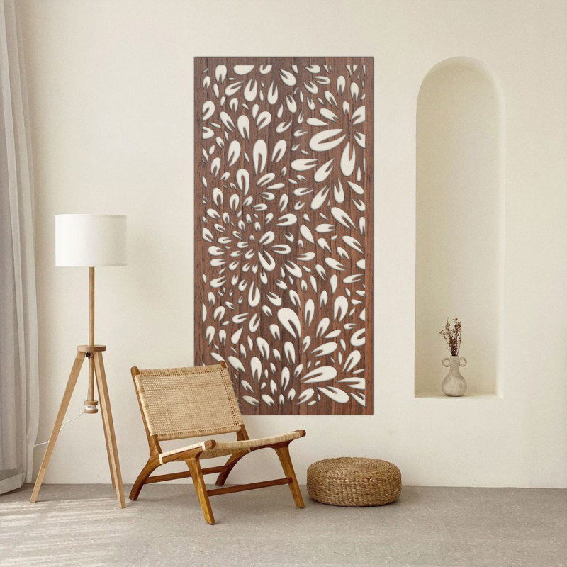 Wooden wall painting flower