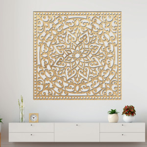 Wooden mandala for wall square - SYRRENA