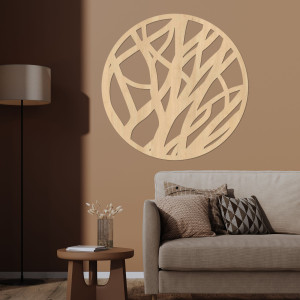 Wooden wall painting circle.,Elegant wooden decoration with an organic pattern that will give your home a unique look. 2