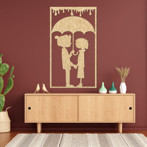 Romantic wall painting - Silhouette of a couple under an...