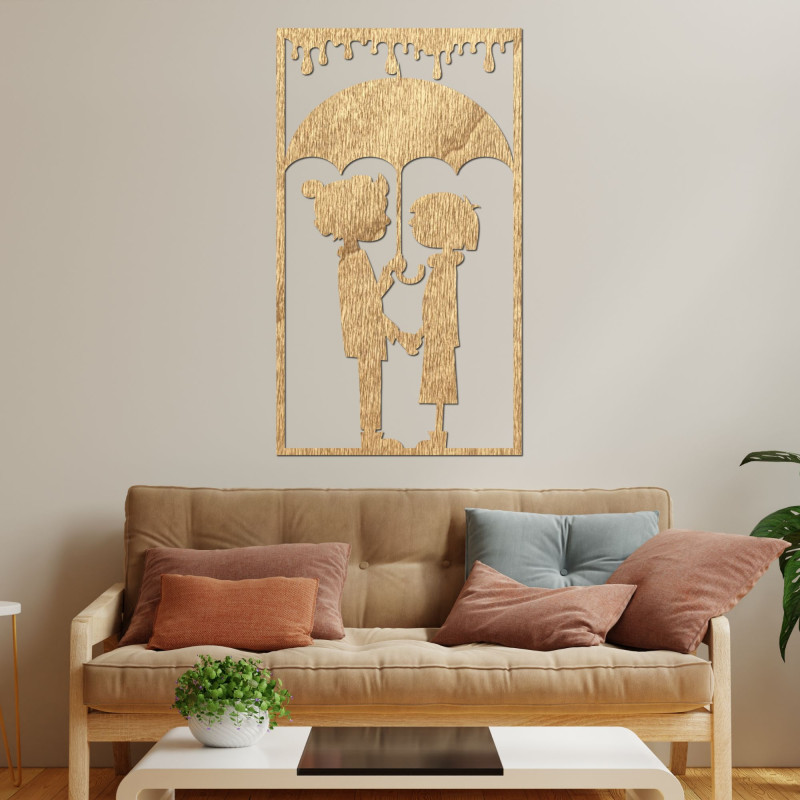 Romantic wall painting - Silhouette of a couple under an umbrella - KIESMET