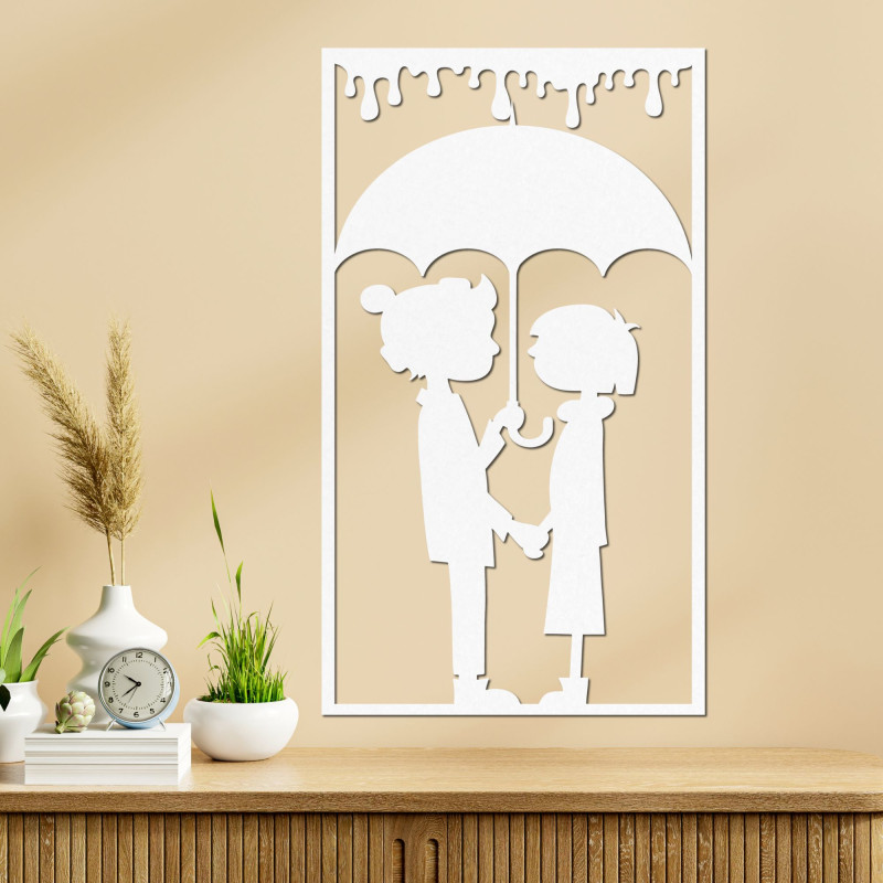 Romantic wall painting - Silhouette of a couple under an umbrella - KIESMET