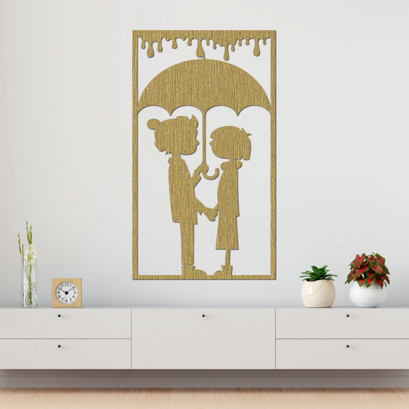 Romantic wall painting - Silhouette of a couple under an umbrella - KIESMET