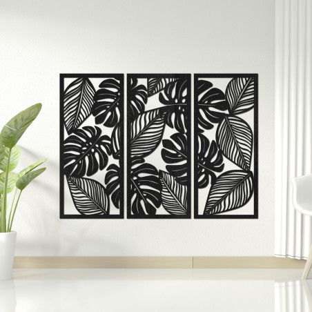 Three-piece wall painting of monstera - LAJFEN