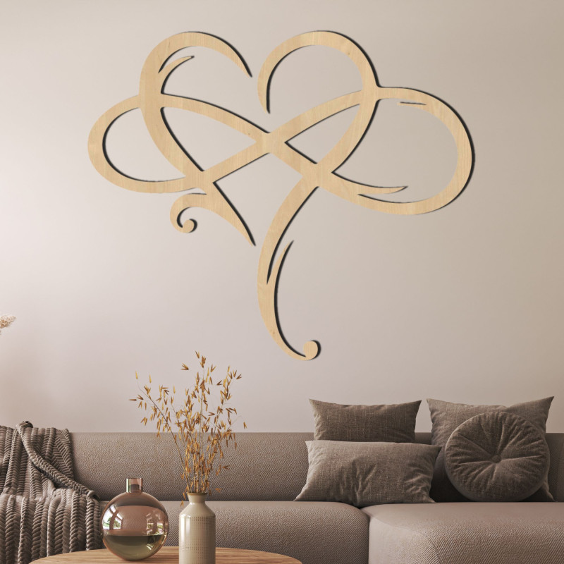 Wooden wall picture with heart motif