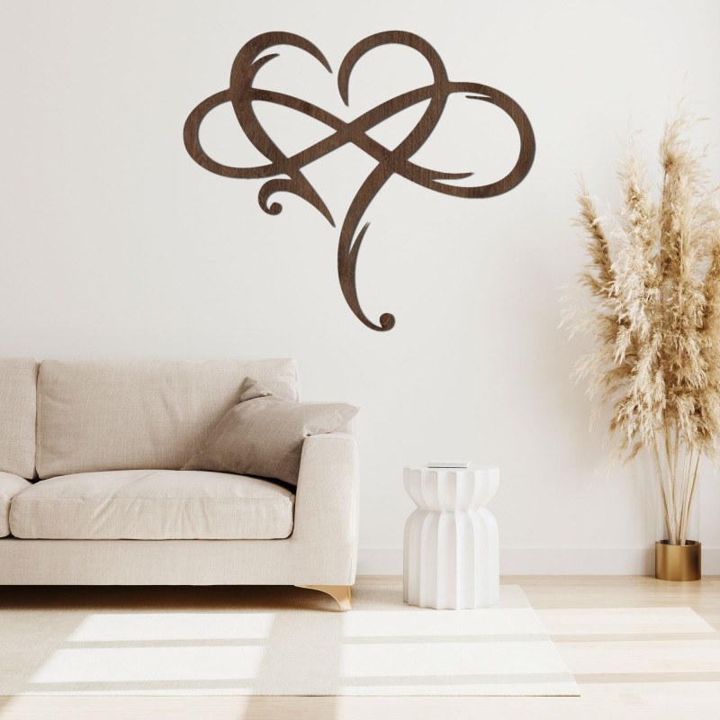 Wooden wall picture with heart motif