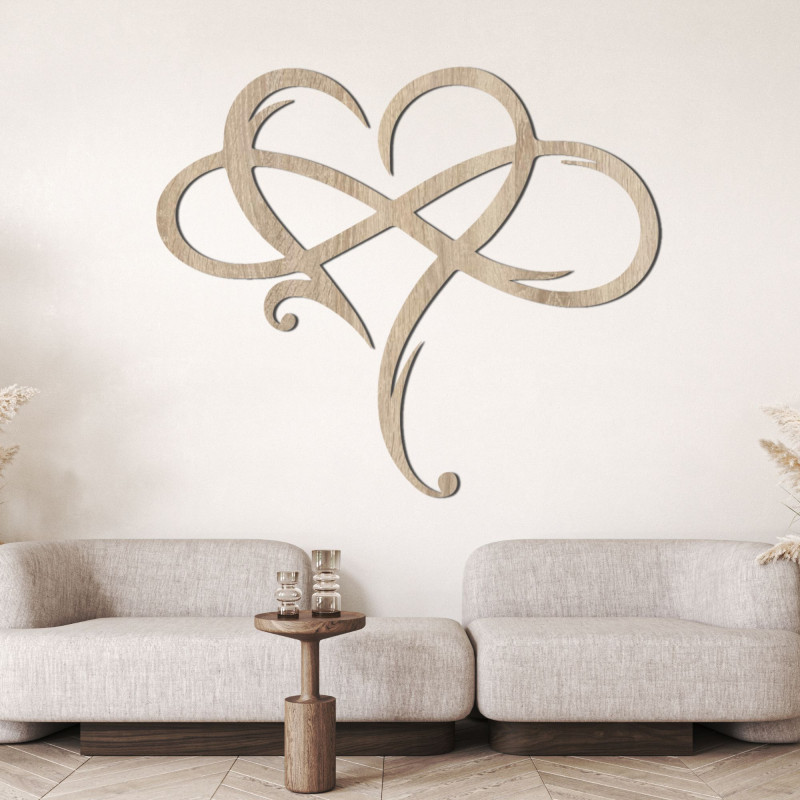 Wooden wall picture with heart motif