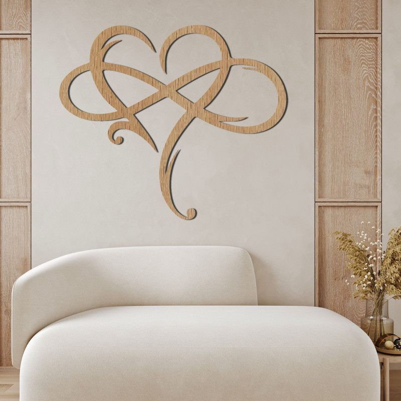 Wooden wall picture with heart motif