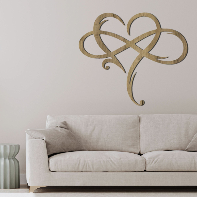 Wooden wall picture with heart motif