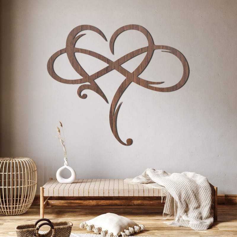 Wooden wall picture with heart motif